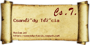 Csanády Tácia névjegykártya